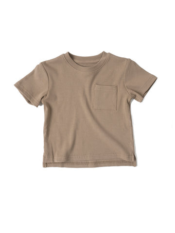 Ribbed Tee - Taupe by Little Bipsy