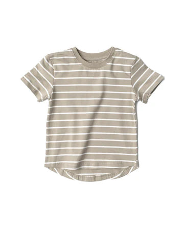 Pinstripe Tee - Khaki Green and White by Little Bipsy