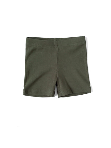 Ribbed Biker Short - Dark Moss by Little Bipsy