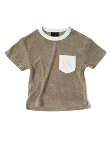Terry Cloth Tee - Khaki Green by Little Bipsy