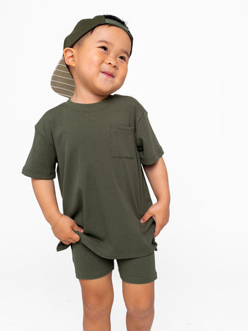 Ribbed Biker Short - Dark Moss by Little Bipsy