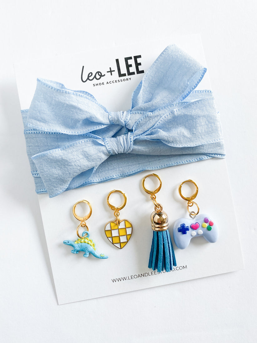 Kids Sneaker Charm Set + Blue Laces by Leo + Lee