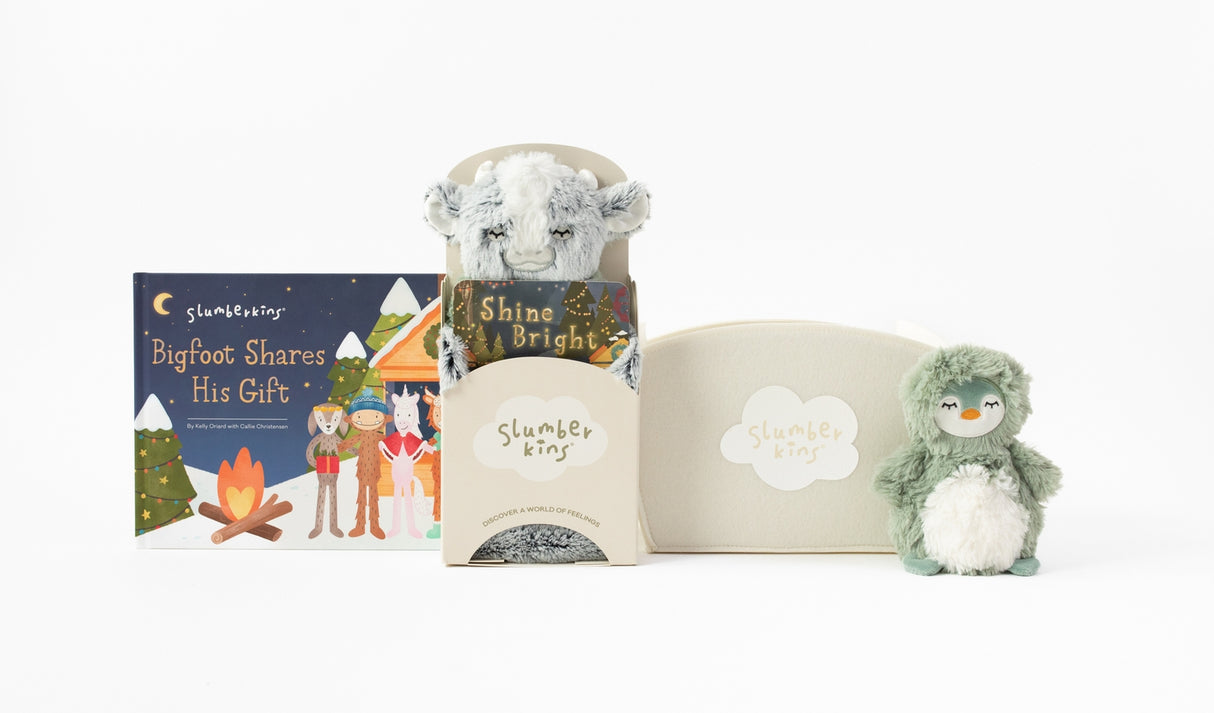 More the Merrier Holiday Set: Yak Kin + Penguin Mini + Book by Slumberkins