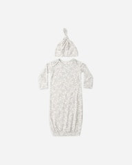 Bamboo Baby Gown + Hat Set || Cloud Floral by Quincy Mae