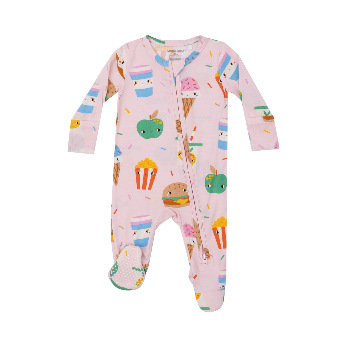 2-Way Zipper Footie - Send Snacks Pink by Angel Dear