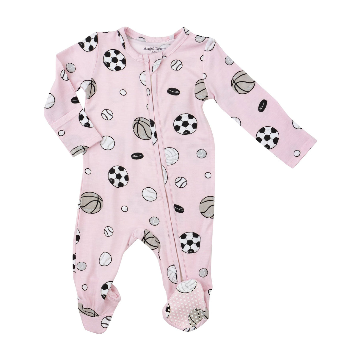 2-Way Zipper Footie - Sports Ball Pink by Angel Dear