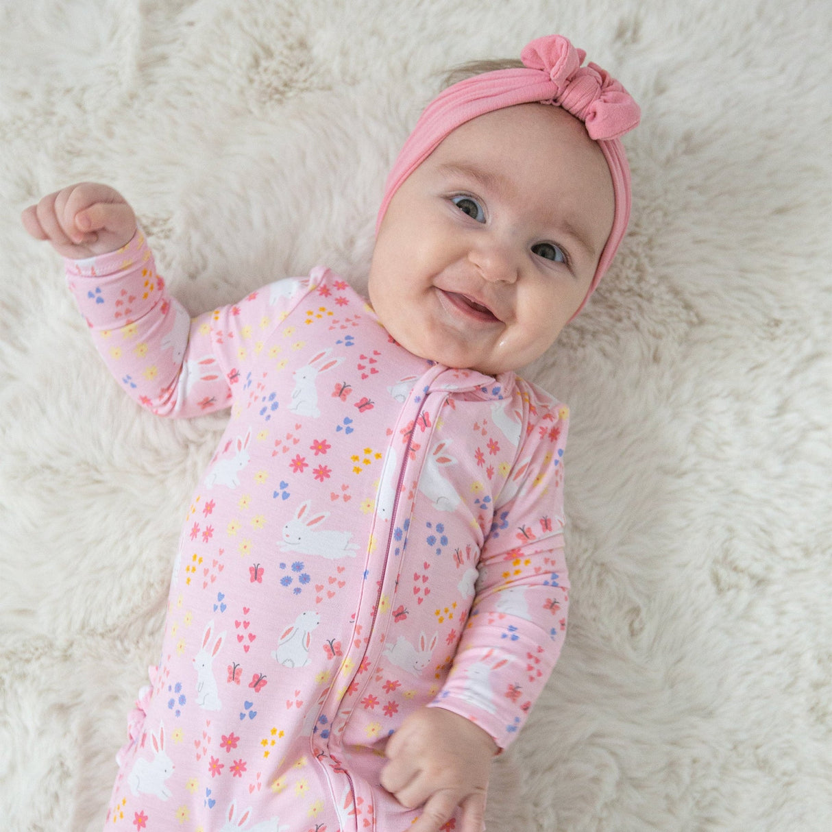 2-Way Zipper Ruffle Back Footie - Bunny Meadow by Angel Dear