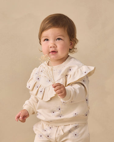 Ruffle Fleece Sweatshirt || Blue Daisy by Quincy Mae