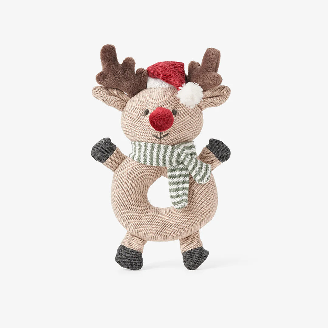 Reindeer Knit Ring Rattle by Elegant Baby