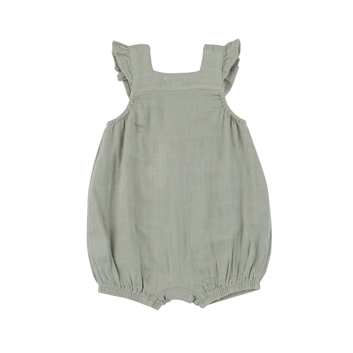 Smocked Front Overall Shortie - Desert Sage Solid Muslin by Angel Dear
