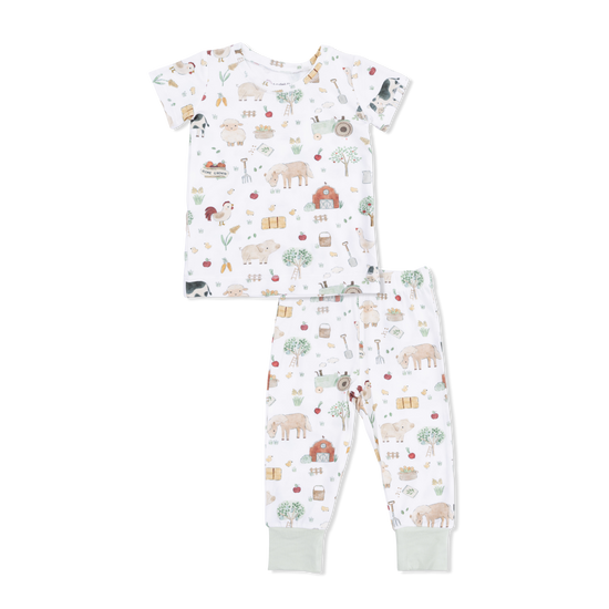 Short Sleeve Loungewear Set- Cute Farm Animals Uni by Angel Dear