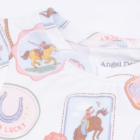 Short Sleeve Loungewear Set- Rodeo Patches Pink by Angel Dear