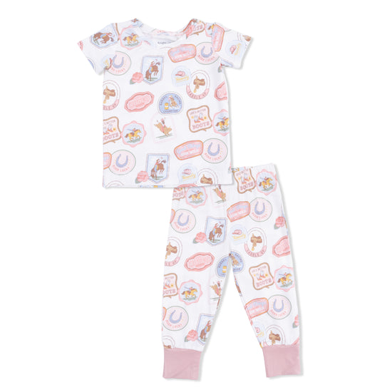 Short Sleeve Loungewear Set- Rodeo Patches Pink by Angel Dear