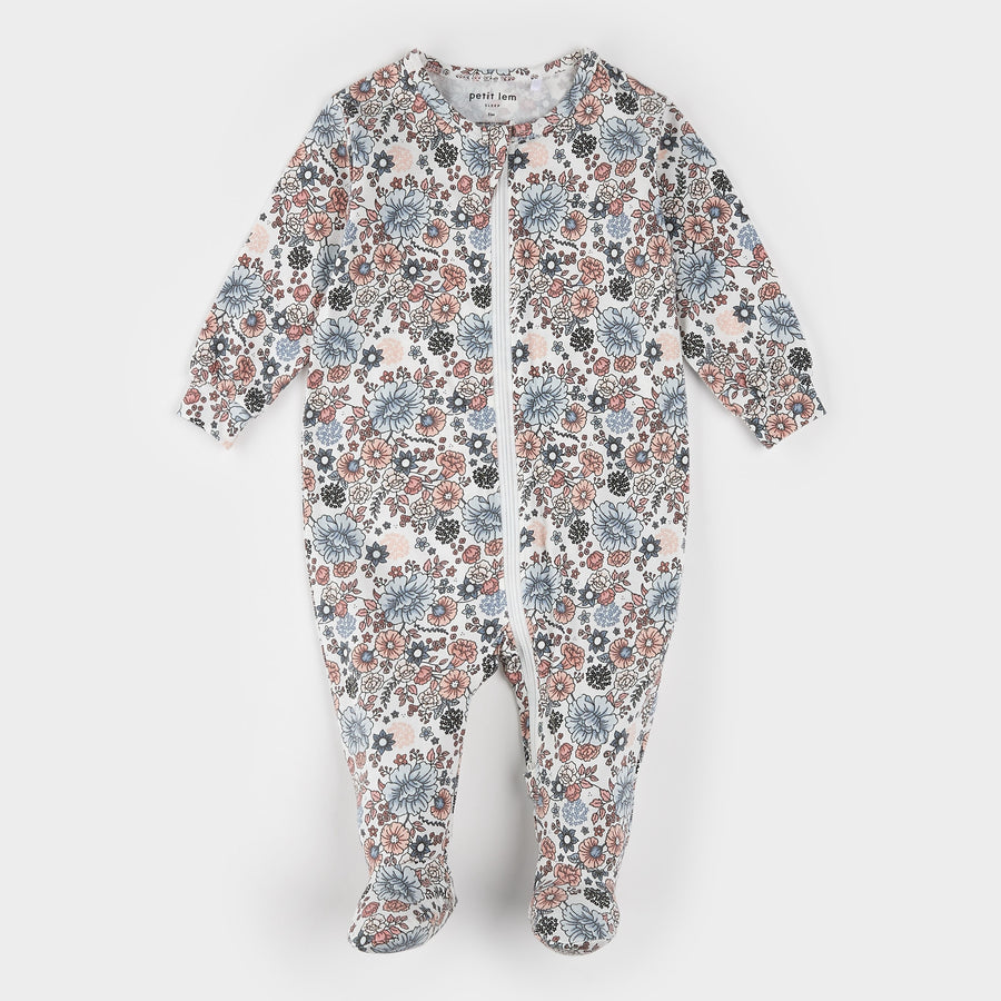 Vintage Flowers Print Jersey Sleeper by Petit Lem
