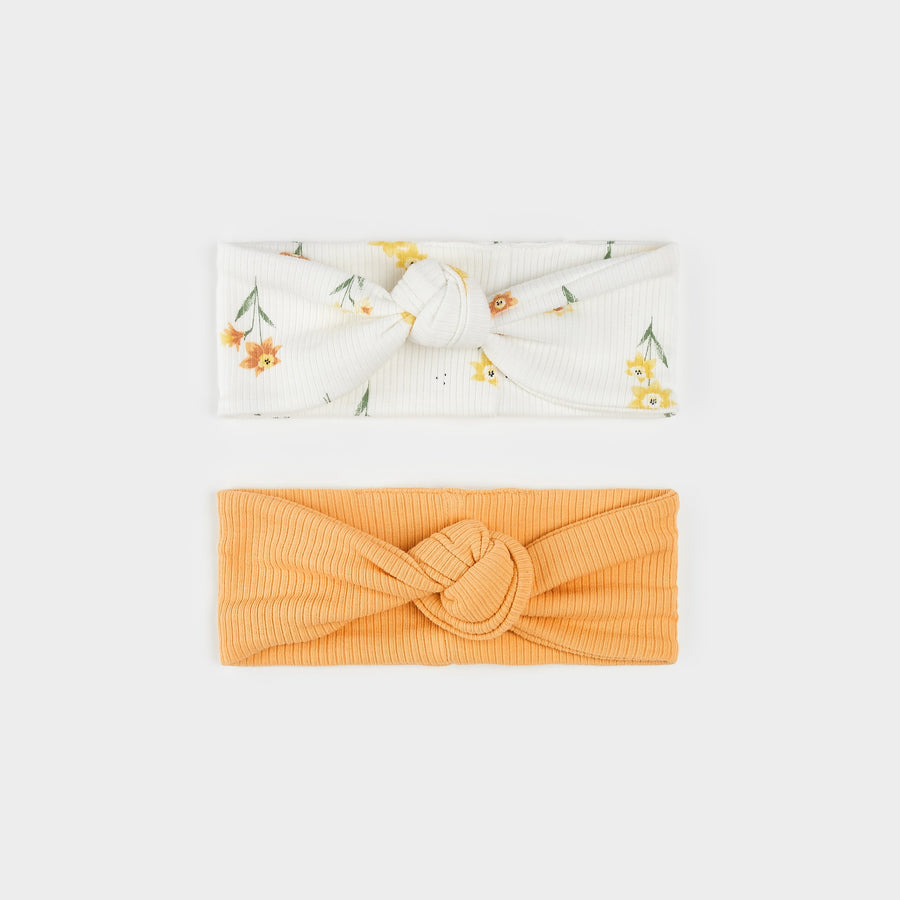 Daffodils & Apricot 2pk Headbands by Petit Lem