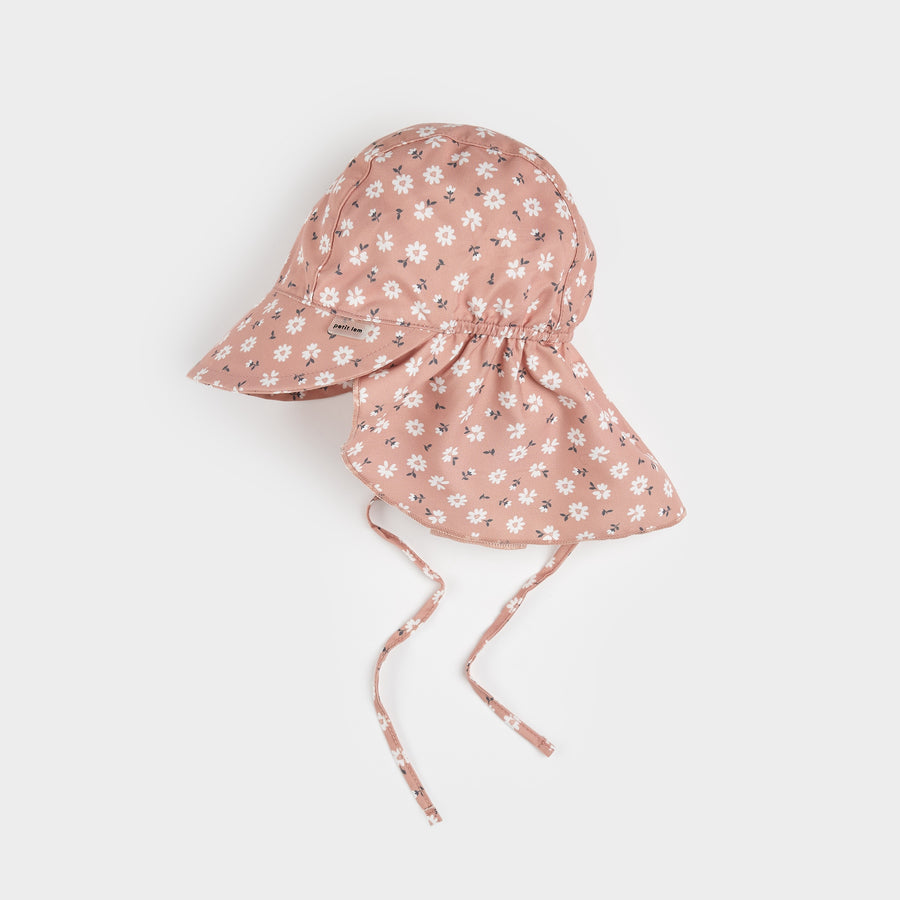 Ditsy Daisies Print Flap Hat by Petit Lem