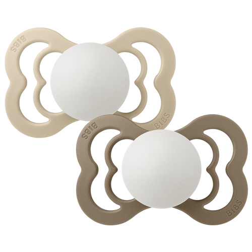 Supreme GLOW Pacifiers 2 Pk- Vanilla /Dark Oak by Bibs
