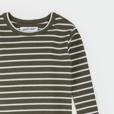 Farm Green Striped Modal Rib PJ Set by Petit Lem