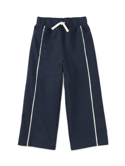 Lace Trim Track Pants- Indigo by Tea Collection