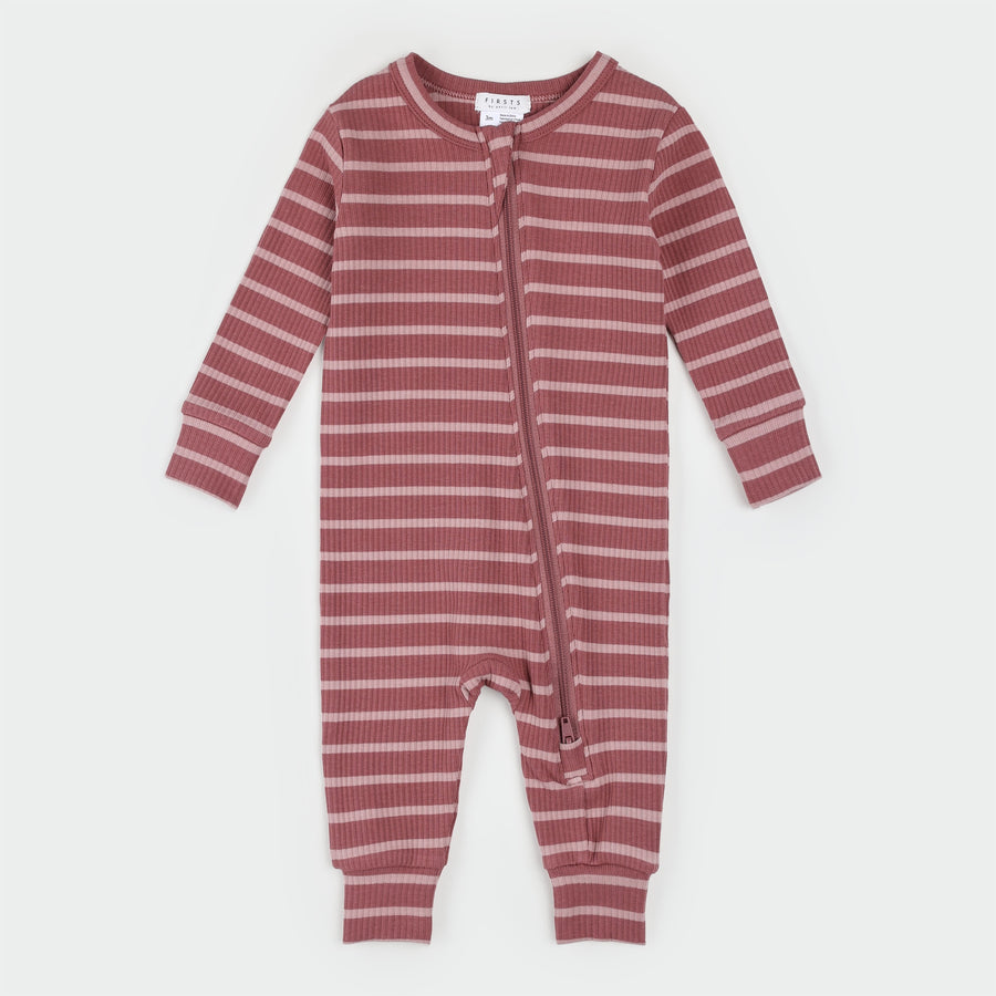 Jazzberry Striped Modal Rib Sleeper by Petit Lem