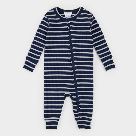 Indigo Striped Modal Rib Sleeper by Petit Lem
