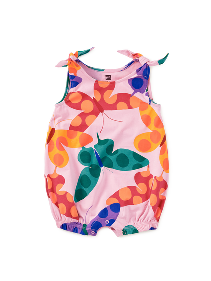 Tie Shoulder Baby Romper- Butterfly Spot by Tea Collection