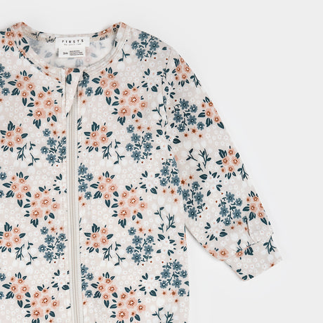 Spring Flowers on Creme Footie by Petit Lem