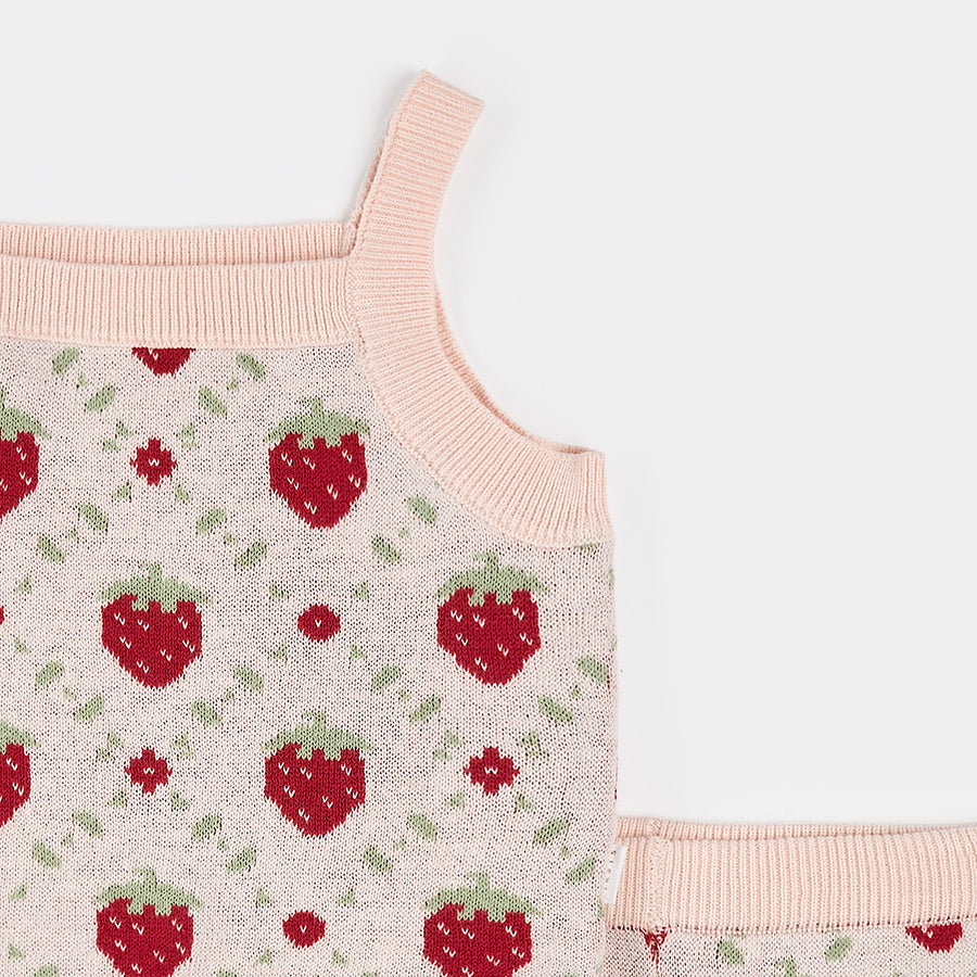Strawberry Knit Short Set by Petit Lem