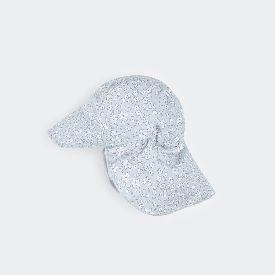 Vintage Flowers on Powder Blue Flap Hat by Petit Lem
