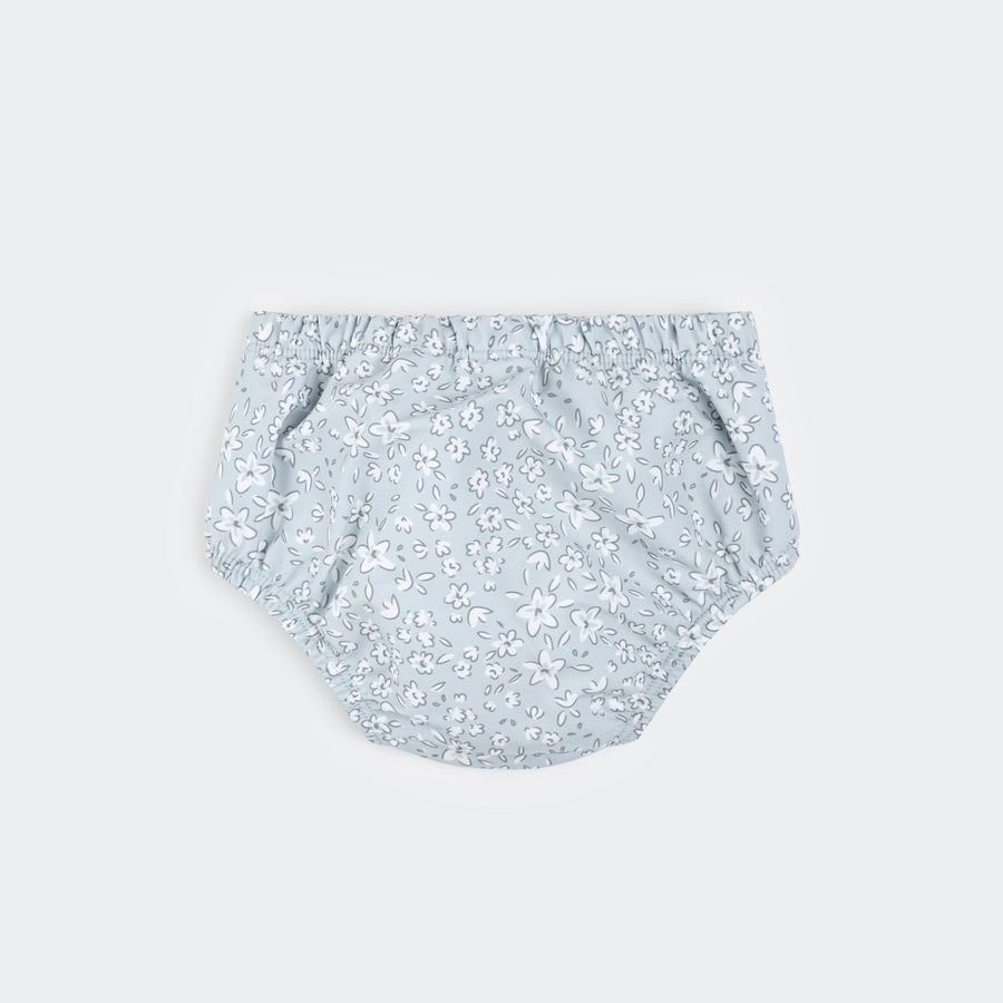 Vintage Flowers on Powder Blue Swim Diaper by Petit Lem