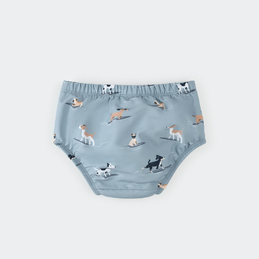 Surfing Pups on Blue Swim Diaper by Petit Lem