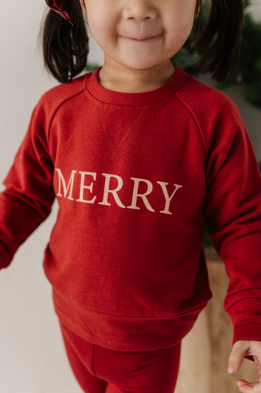 Berrry Red Raglan Sweatshirt- Merry by Babysprouts