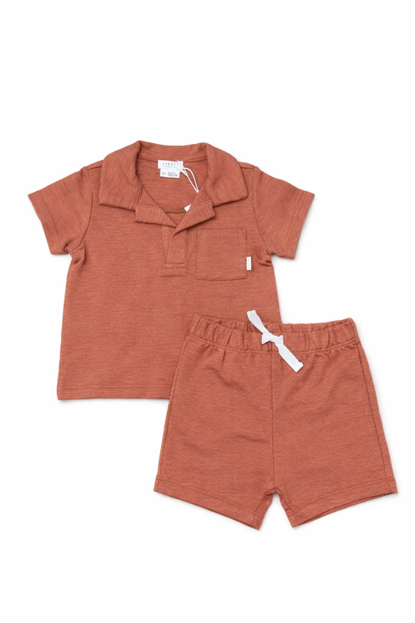 Beach Terry Short Set- Dark Orange by Petit Lem