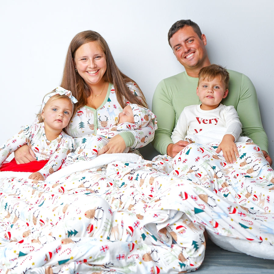 Santa and Friends Small Bamboo and Fleece Throw by Emerson and Friends