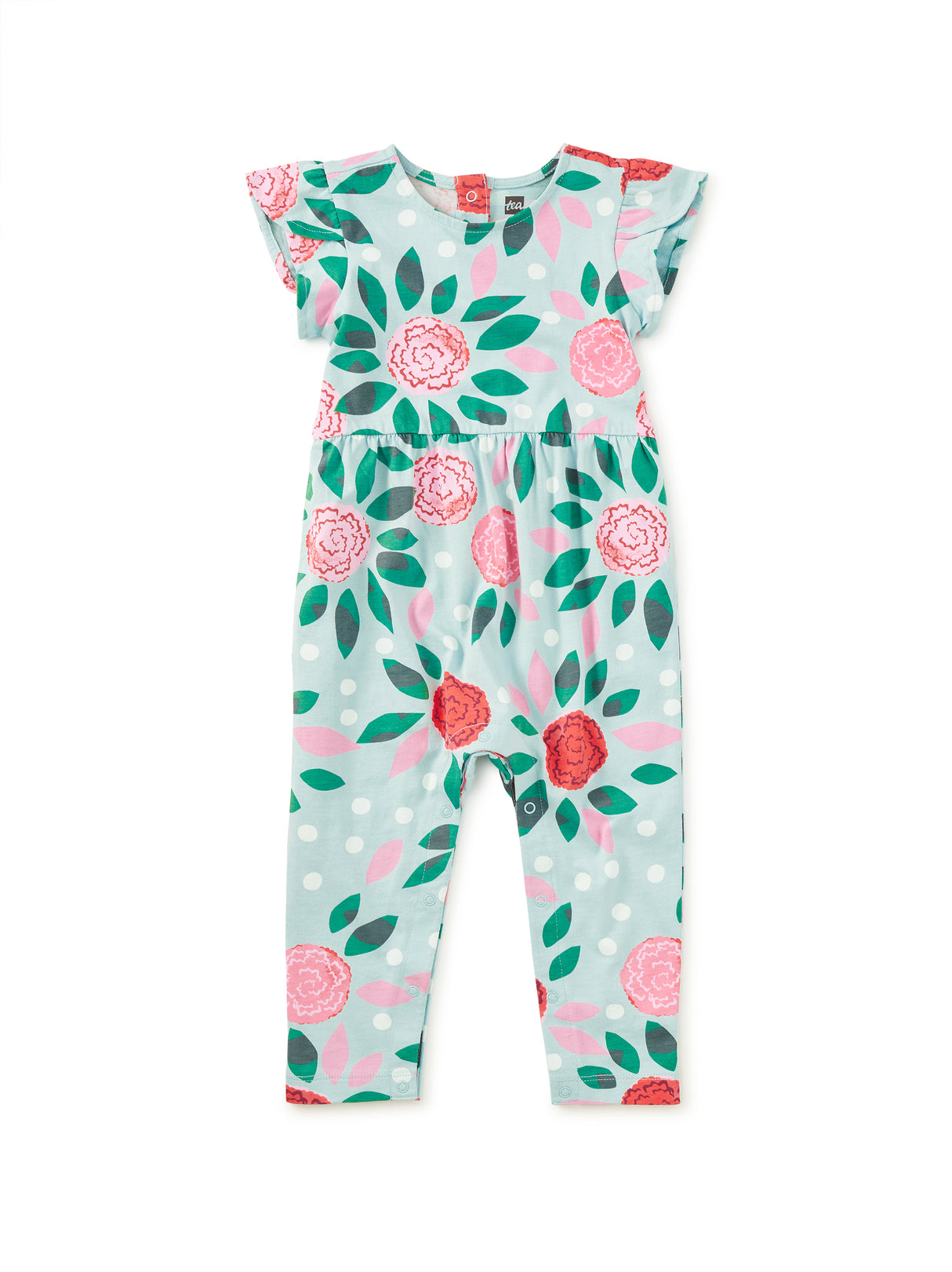 Tulip Sleeve Baby Romper- Spinning Carnations by Tea Collection