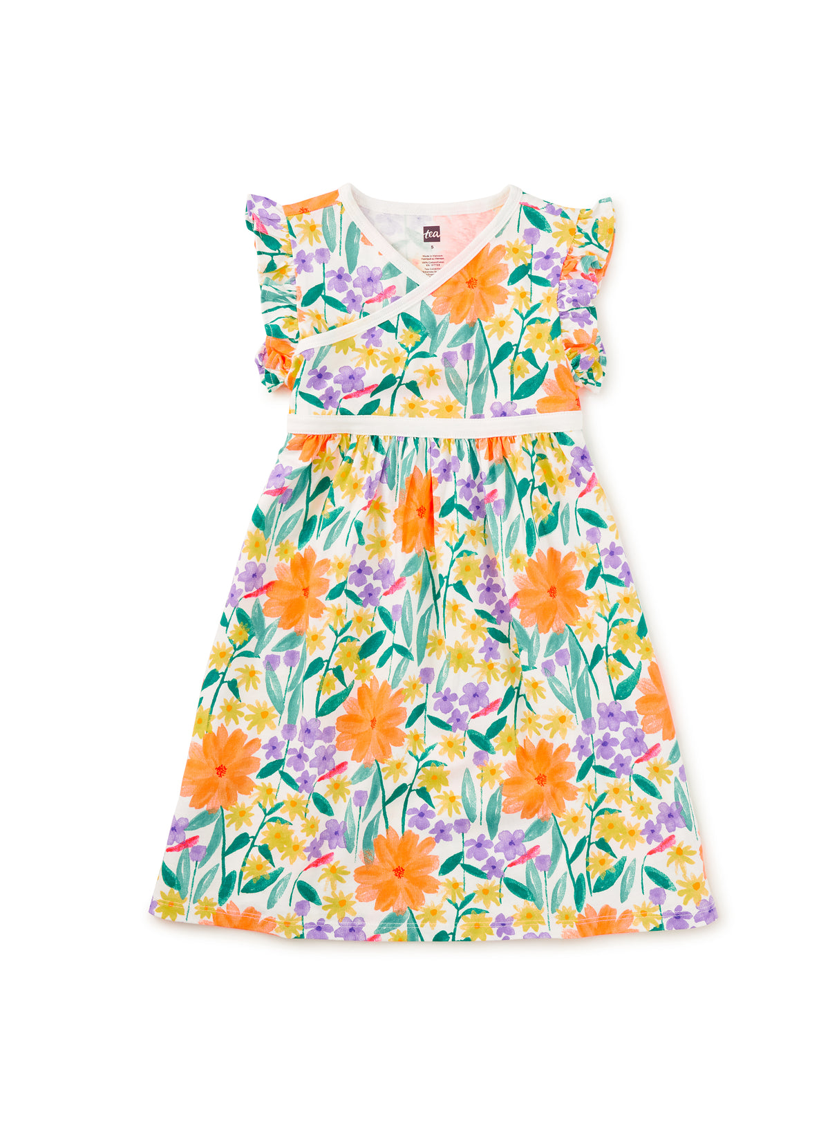 Wrap Neck Dress- Watercolor Floral by Tea Collection