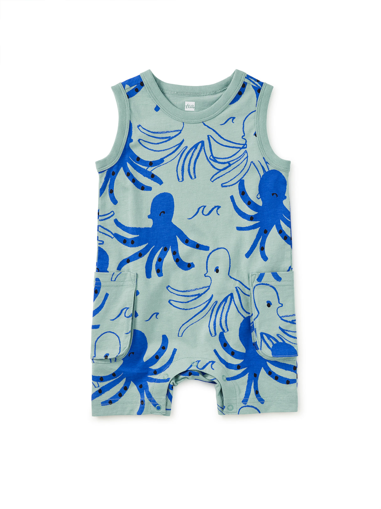 Sleeveless Baby Romper- Sketched Octopus by Tea Collection