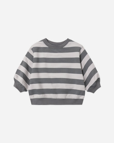 Oversized Crew Sweatshirt || Midnight Stripe by Quincy Mae