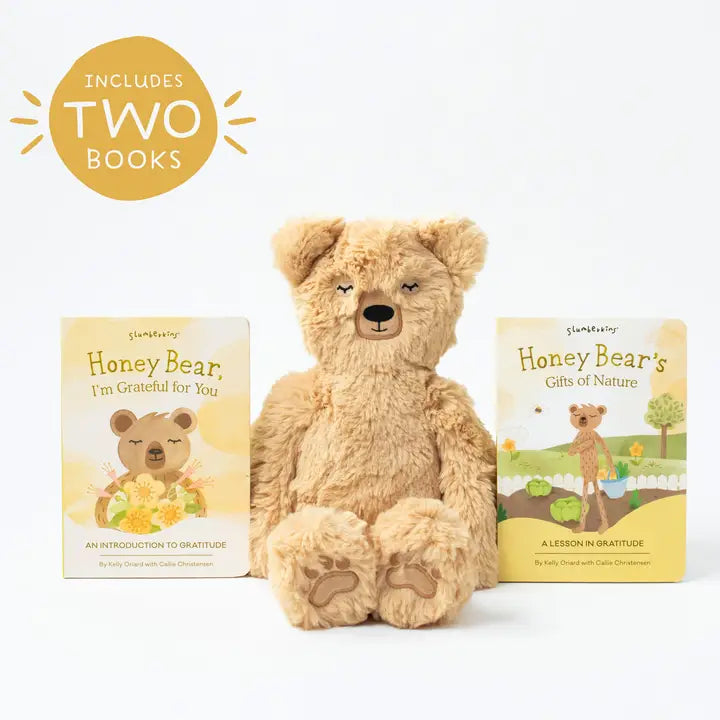 Honey Bear's Gratitude Set - Snuggler with 2 Books! by Slumberkins