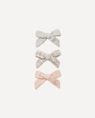 Bow W. Clip, Set of 3 || Cloud, Blue Gingham, Dusty Rose by Quincy Mae