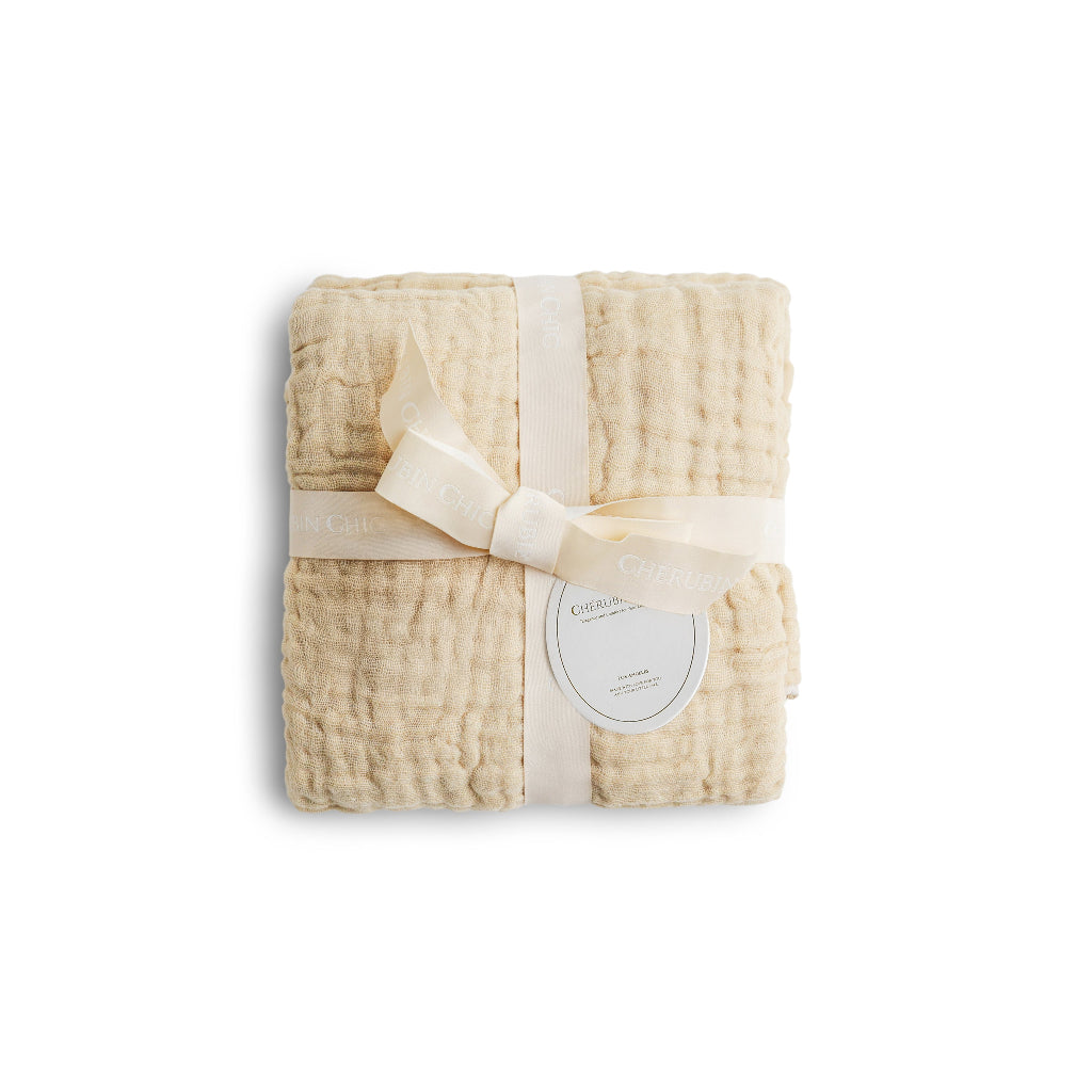 Muslin Baby Swaddle Blanket: 6 Layers- Skin by Cherubin Chic