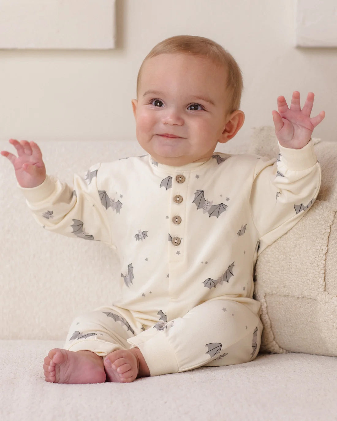 Relaxed Fleece Jumpsuit || Baby Bats by Quincy Mae