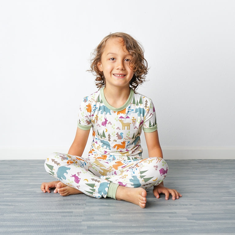 Forest Friends Short Sleeve Bamboo Pajama Set by Emerson and Friends