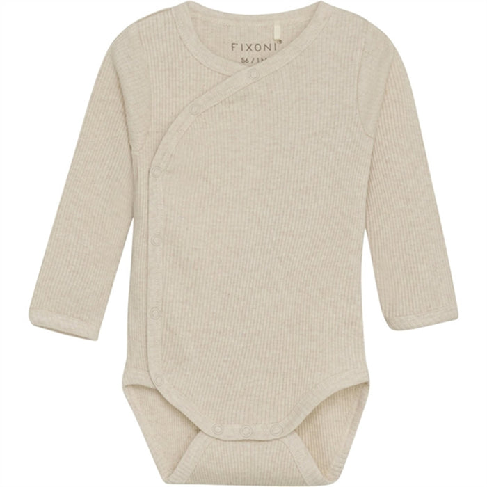 Ribbed Cross Snap Bodysuit - Tapioca by Fixoni