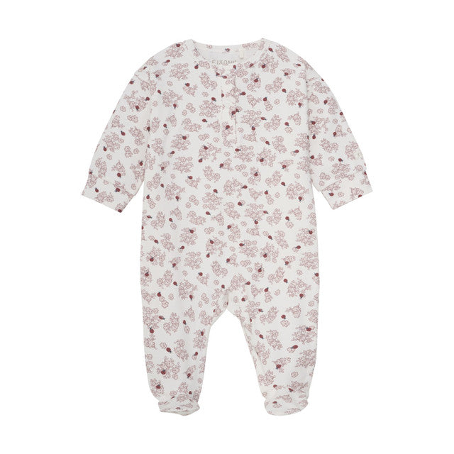 Infant Girl Romper in Eggnog Ladybugs by Fixoni