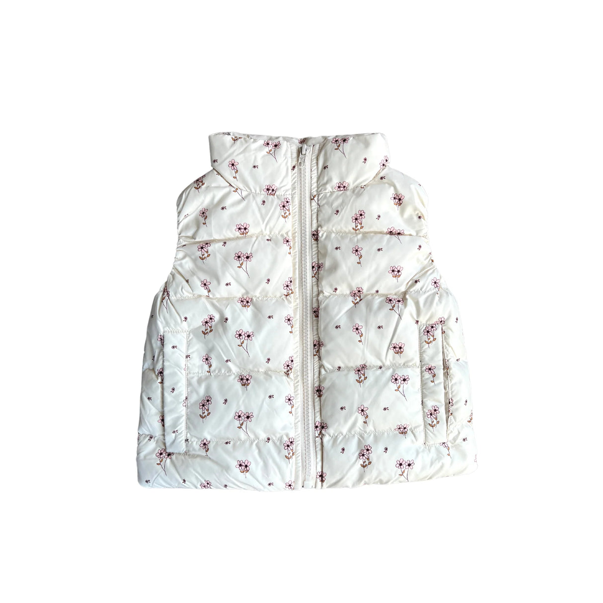 Puffer Vest - Mini Floral in Cream by babysprouts