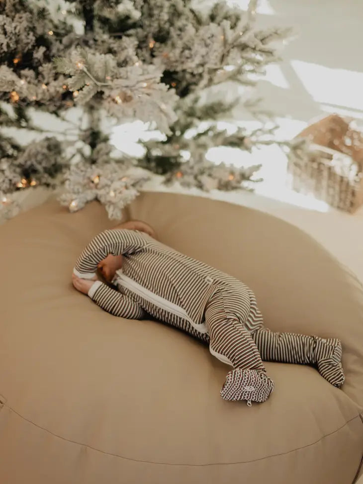 Bamboo Footie Romper in Christmas Stripe by babysprouts