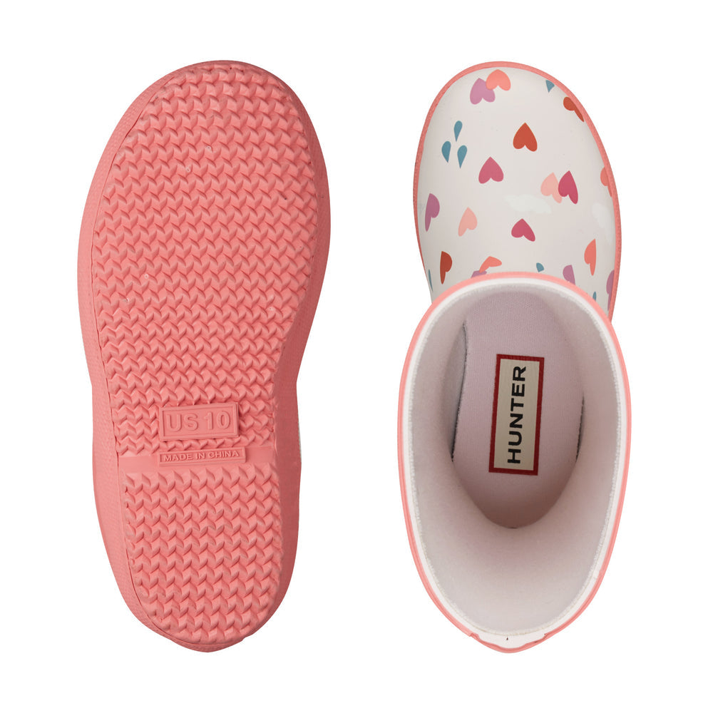 Kids First Classic Rain Boots- Pink Multi Heart Print by Hunter Boots