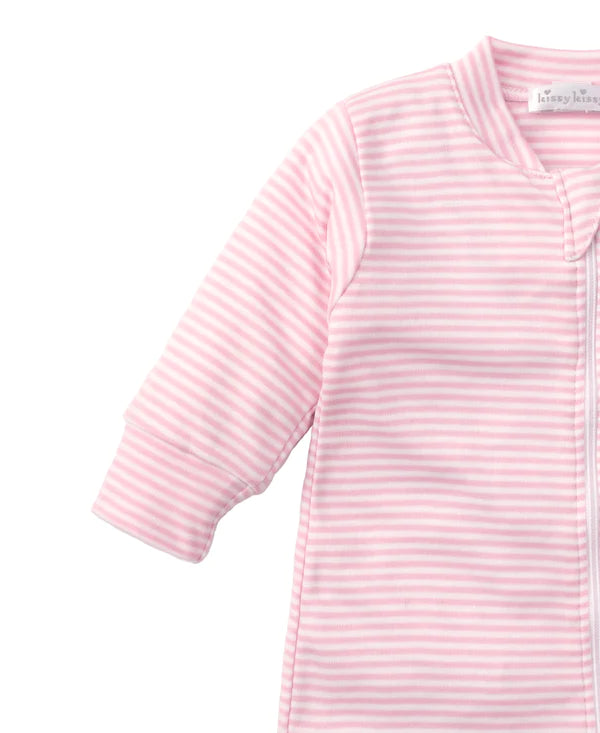 Simple Stripes Pink Zip Footie by Kissy Kissy