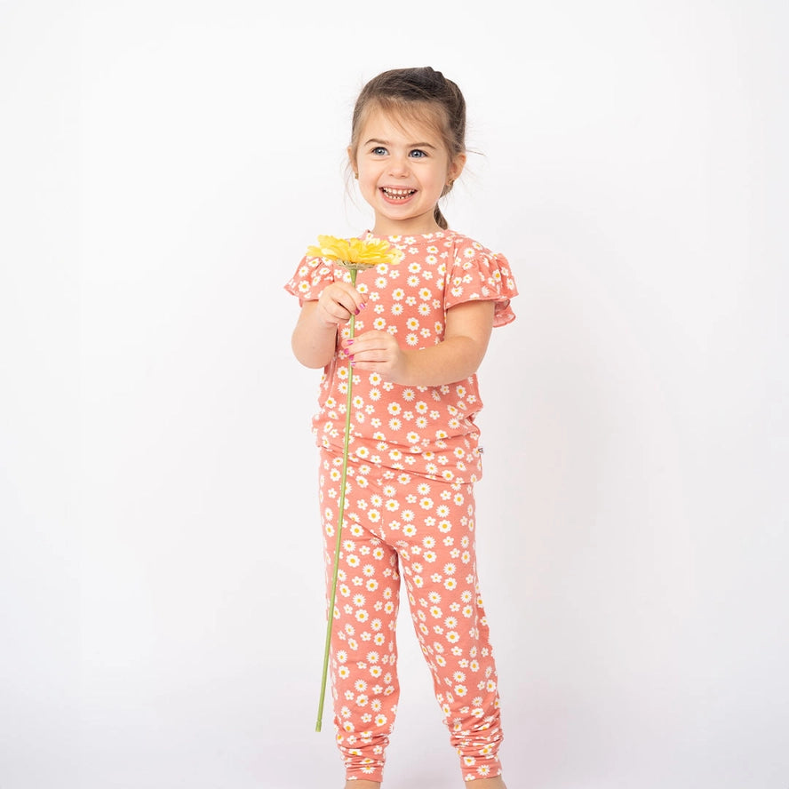 Rose Daisy Two-Piece Flutter Sleeve Bamboo Short Sleeve Pajama by Emerson and Friends